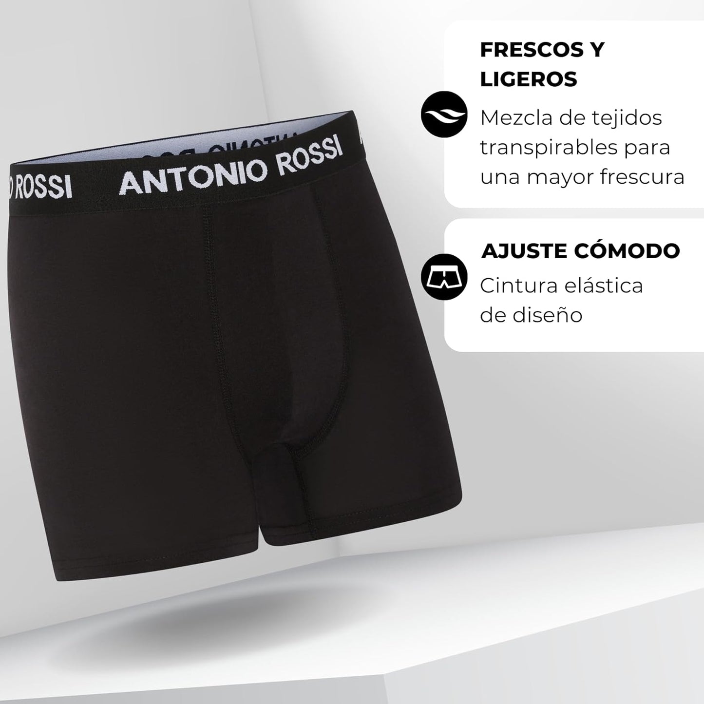 Antonio Rossi (paquete de 12) boxers ajustados para hombre - Calzoncillos tipo bóxer para hombre con cintura elástica