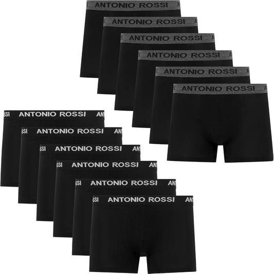 Antonio Rossi (paquete de 12) boxers ajustados para hombre - Calzoncillos tipo bóxer para hombre con cintura elástica
